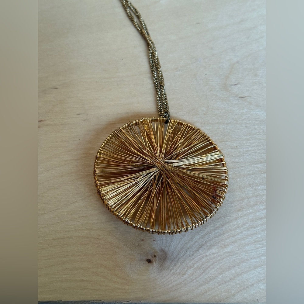 Gold Circular Pendant Necklace - Picture 3 of 3